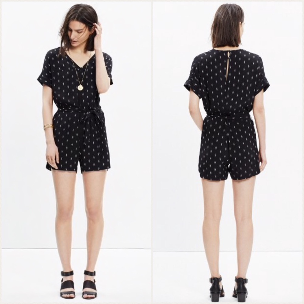 Madewell perimeter romper in diamond stitch